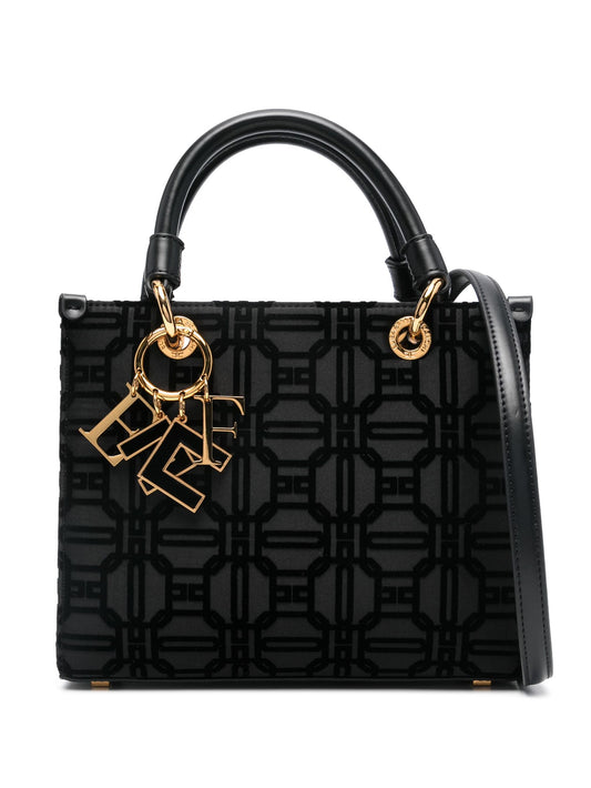 Elisabetta Franchi flocked-logo tote bag