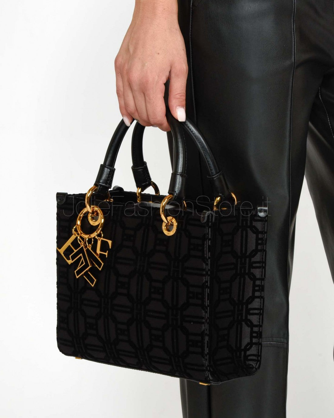 Elisabetta Franchi flocked-logo tote bag